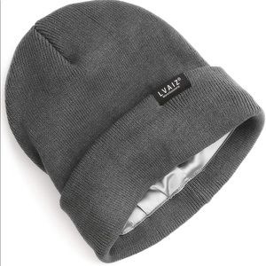 GREY UNISEX SATIN LINED (winter) BEANIE HAT (BRAND NEW)